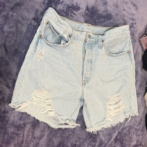 Levi's Light Blue Ripped Jean Shorts